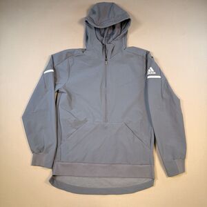 Adidas Mens Adicross Half Zip Hooded Grey Pullover Anorak Jacket Size Small EUC